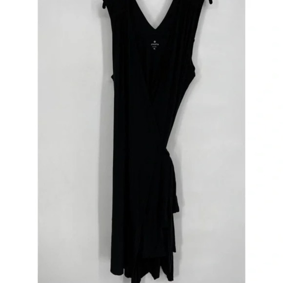 Athleta‎ Windward Wrap Dress Midi Flowy Black Stretchy Jersey Knit Size small - Picture 2 of 8